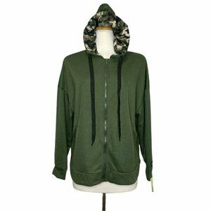 Nicole Miller Sport Women's Long Sleeve Full Zip Sweatshirt Hoodie Green XL NWT